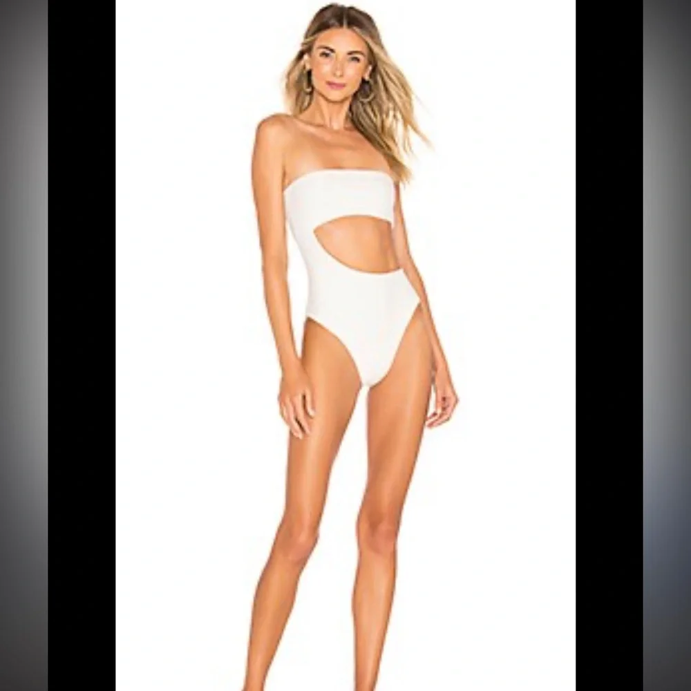 Frankie's Bikinis Cream Ribbed One-Piece